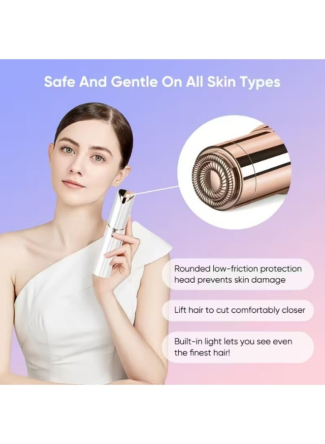 YALONG Facial Hair Removal for Women, Painless Epilator Hair Remover Device with 4 Pcs Replacement Heads , USB Rechargeable Face Electric Razor and Full body shave, LED Light, for ladies Legs, Bikini Line, Arms,Underarm,Face. - Image 2
